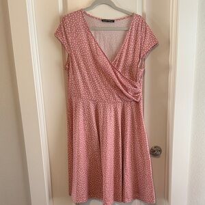 Pink Polka Dot Wrap Dress